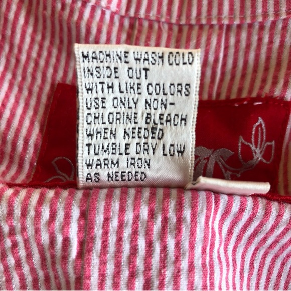 LAL Live A Little Cotton Blend Red / White Stripe Button Front Blazer Jacket L - Picture 11 of 12